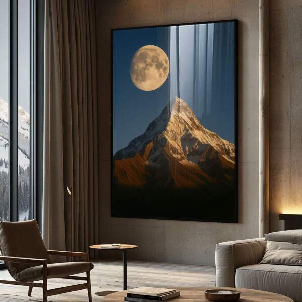 Quadro Decorativo Majestade da Lua e Montanha