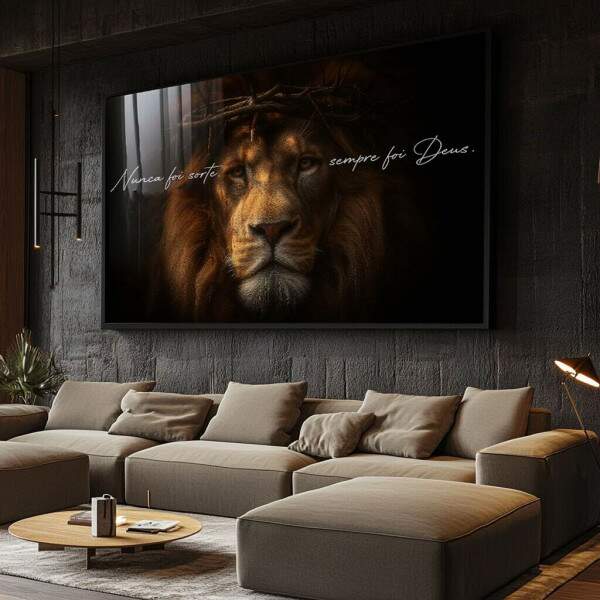 Quadro Decorativo Leo Dourado Poder e F