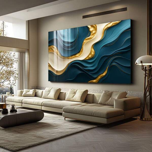 Quadro Decorativo Azul Abstrato Elegante