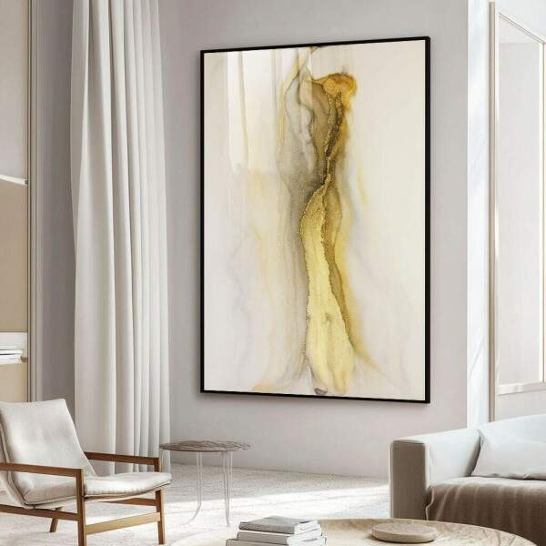 Quadro Decorativo Luxo Ondas Douradas