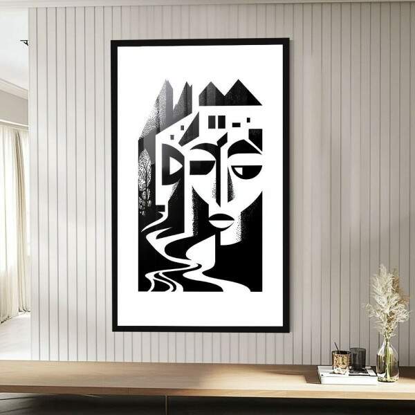 Quadro Decorativo Rosto Abstrato Elegante
