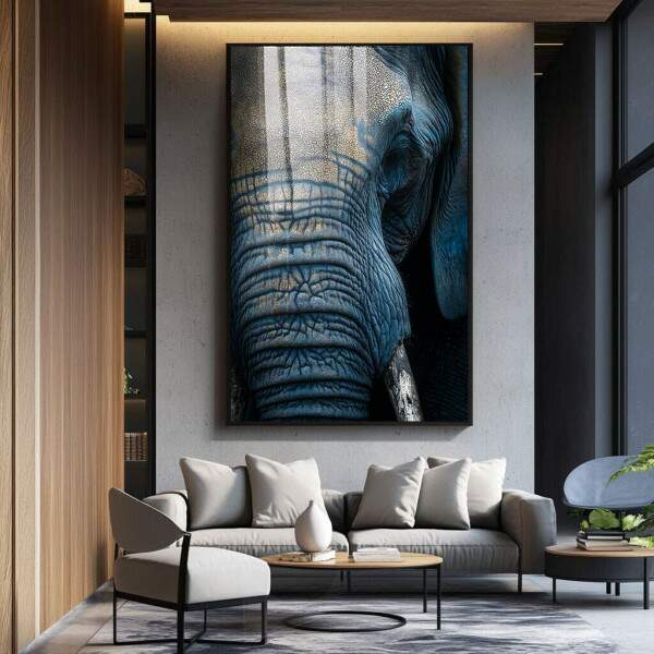 Quadro Decorativo Elefante Sereno Azul