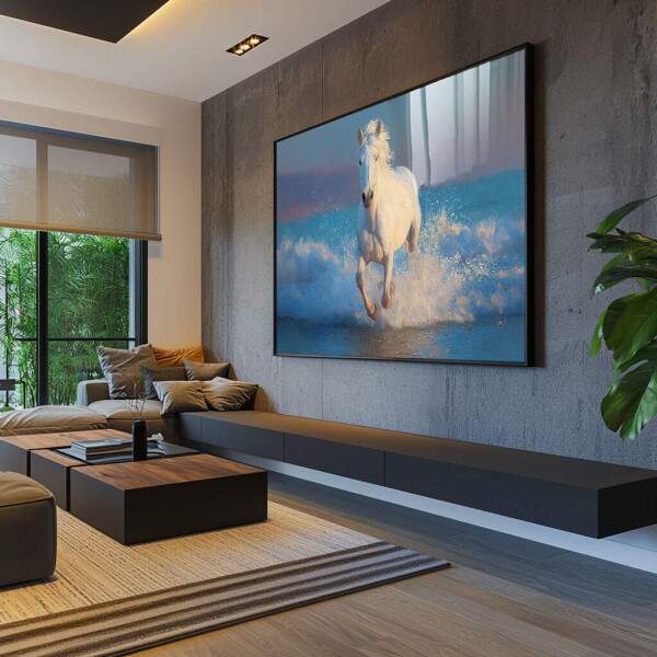 Quadro Decorativo Cavalo Branco em Liberdade