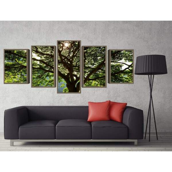 Quadro Decorativo 5 telas arvore da vida natureza 8