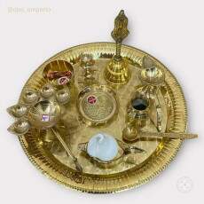Prato de Harati (Aarti Thali) para Puja - Kit Completo com 10 Peas