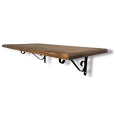 Prateleira De Madeira Pinus Invernizada 60x20cm Com Suportes De Ao 30kg De Capacidade