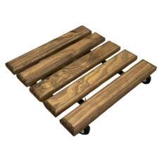Suporte Para Vaso Madeira Pinus 30x30cm Com Rodinhas At 40kg Para Vasos, Plantas E Decorao