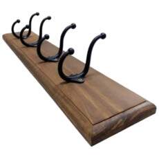 Cabideiro De Parede 50x10cm Madeira Macia Com Ganchos Duplos Multiuso
