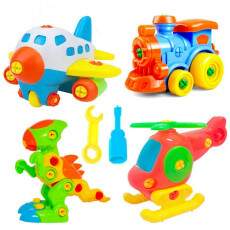 Brinquedos Did�tico Dinossauro Rex Helic�ptero Trem e Avi�o Kit com 4