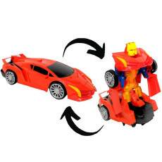 Carrinho Transformers Lamborghini Carro Vira Rob� Vermelho