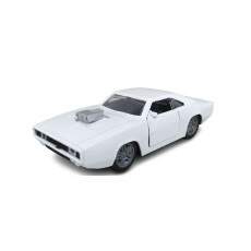 Brinquedo Infantil Carrinho Dodge Charger Miniatura de Ferro Abre Porta Branco