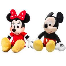 Pel�cia Casal Boneco do Mickey e Boneca da Minnie 45cm Fala em Portugu�s