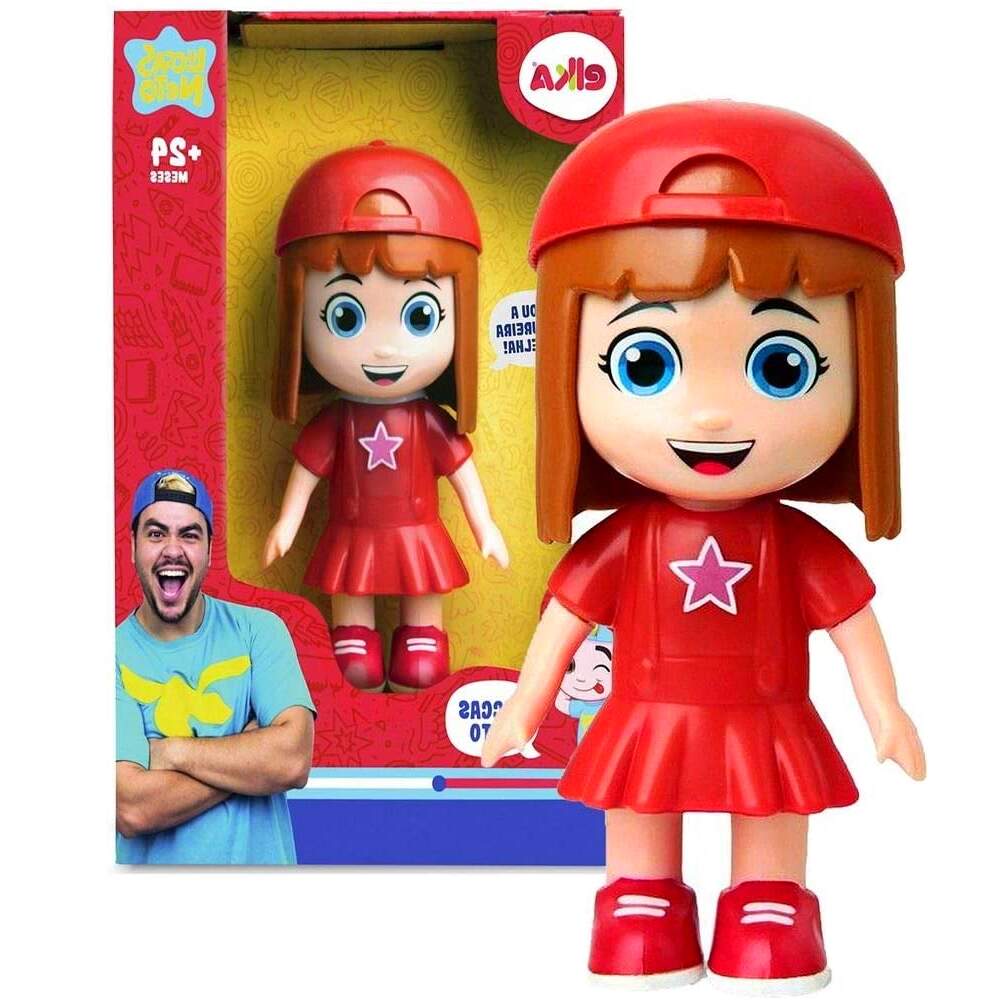 Boneca Gi Aventureira Vermelha Articulada Luccas Neto Elka 15cm