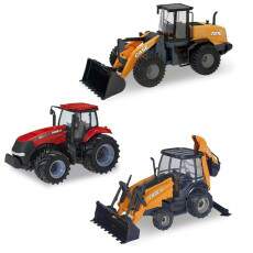 Trator Escavadeira e Agricultura Magnun e P� Carregadeira Case Kit 3 Carrinhos