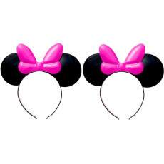 Kit 2 Tiara de Orelhas do Tipo Minnie para Festa Anivers�rio infantil Rosa