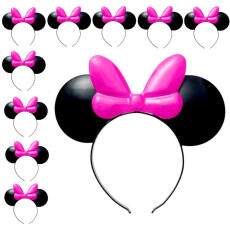 Kit 10 Tiara de Orelhas do Tipo Minnie para Festa Anivers�rio infantil Rosa
