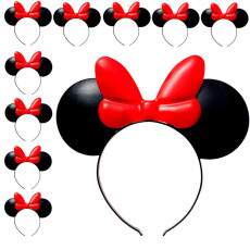 Kit 10 Tiara de Orelhas do Tipo Minnie para Festa Anivers�rio infantil Vermelha