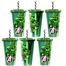 Kit 6 Copos do Hulk de Orelha Festa Infantil Decora��o Lembrancinha Anivers�rio