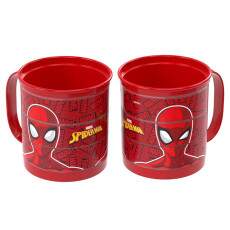 Kit 2 Caneca Divertida Girat�ria do Homem Aranha 360ml X�cara Infantil Plas�til
