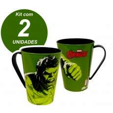 Kit 2 Canecas do Hulk Infantil de 360ml Livre de BPA Premium Plas�til