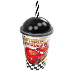 Copo Infantil Carros Rel�mpago Mcqueen Tampa e Canudo 280ml