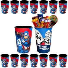 Kit 10 Copos Lembrancinha Decora��o de Festa Infantil Capit�o Am�rica