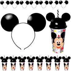 Kit 10 Tiaras e Copo do Mickey Decora��o e Lembran�a de Festa Infantil