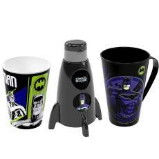 Kit do Batman com Copo Garrafinha de Foguete e Caneca Plas�til