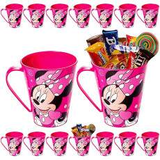 Kit 10 Canecas para Festa da Minnie Rosa Infantil Plas�til 360ml