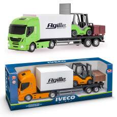 Caminh�o de Brinquedo Grande Prancha com Empilhadeira e Pallet 