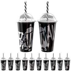 Kit 10 Copos com Canudo e Tampa do Batman Lembran�as Anivers�rio