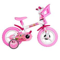 Bicicleta Infantil Princesinha Aro 12 Branca com Rosa Styll Kids