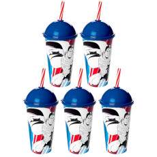 Kit 5 Copos Superman Super Homem com Canudo para Festa Infantil