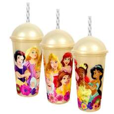 Copo Shake 500ml Tampa Canudo das Princesas Disney - 1 und