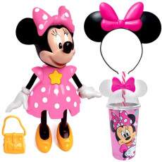 Boneca Minnie Conta Hist�rias Elka + Copo e Tiara de Orelhas