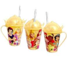 Caneca com Coroa e Canudo Princesas Disney 360ml Dourada ? 1 unidade