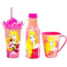 Cole��o Bela Adormecida Princesa Aurora Copo Caneca Garrafa