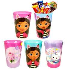 Kit 5 Copos e Canudo p/ Festa Infantil Casa M�gica da Gabby