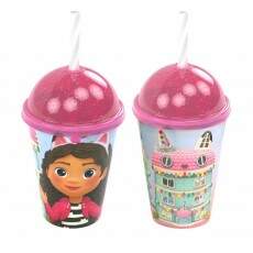 Kit 2 Copo Infantil Shake c/Canudo A casa M�gica da Gabby 280ml