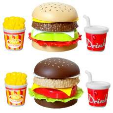 Kit 2 Lanches de Brinquedo Batata Refri Hamb�rguer Bandeja