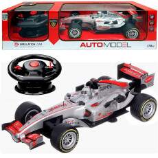 Carrinho de Controle Formula 1 Luz de Neblina Som do Motor Recarreg�vel Prata