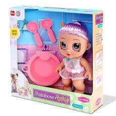 Boneca Rainbow Baby Papinha Articulada +Prato Talher Bambola