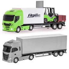 Kit de Carrinhos 2 Caminh�es de Carga Ba� e 1 Empilhadeira