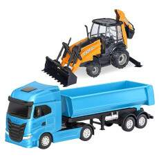 Kit 2 Carrinhos Caminh�o de Areia e Trator Retroescavadeira