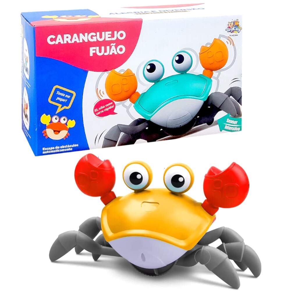 Caranguejo Fujão Brinquedo Infantil que Anda c/ Sensor e Som