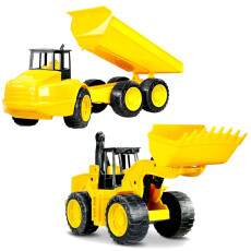 Kit 2 Carrinhos Trator de Terra e Caminh�o Basculante Carga