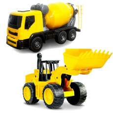Kit 2 Carrinhos Trator P� e Caminh�o Betoneira Infantil Roma