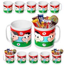 Kit 10 Canecas Girat�rias p/ Doces Festa Infantil Mesa Lembran�a Turma da M�nica
