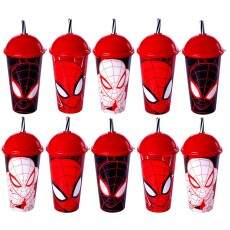 Kit 10 Copos Shake 500ml Plas�til Infantil Homem Aranha para Anivers�rio
