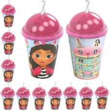 Kit 30 Copos e Canudo p/ Festa Infantil Casa M�gica da Gabby